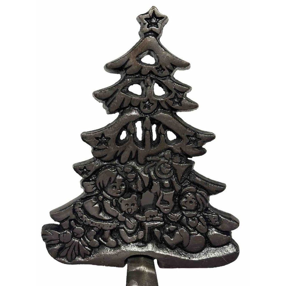 VINTAGE Christmas Tree Cast Iron Metal Stocking Hangers Holders Toys Children